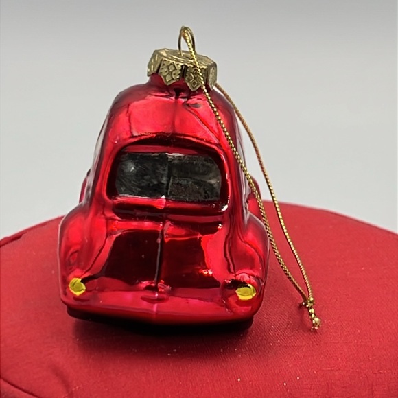 Holiday Collection Glass Christmas Tree Ornament Red Beetle Car - Picture 2 of 7